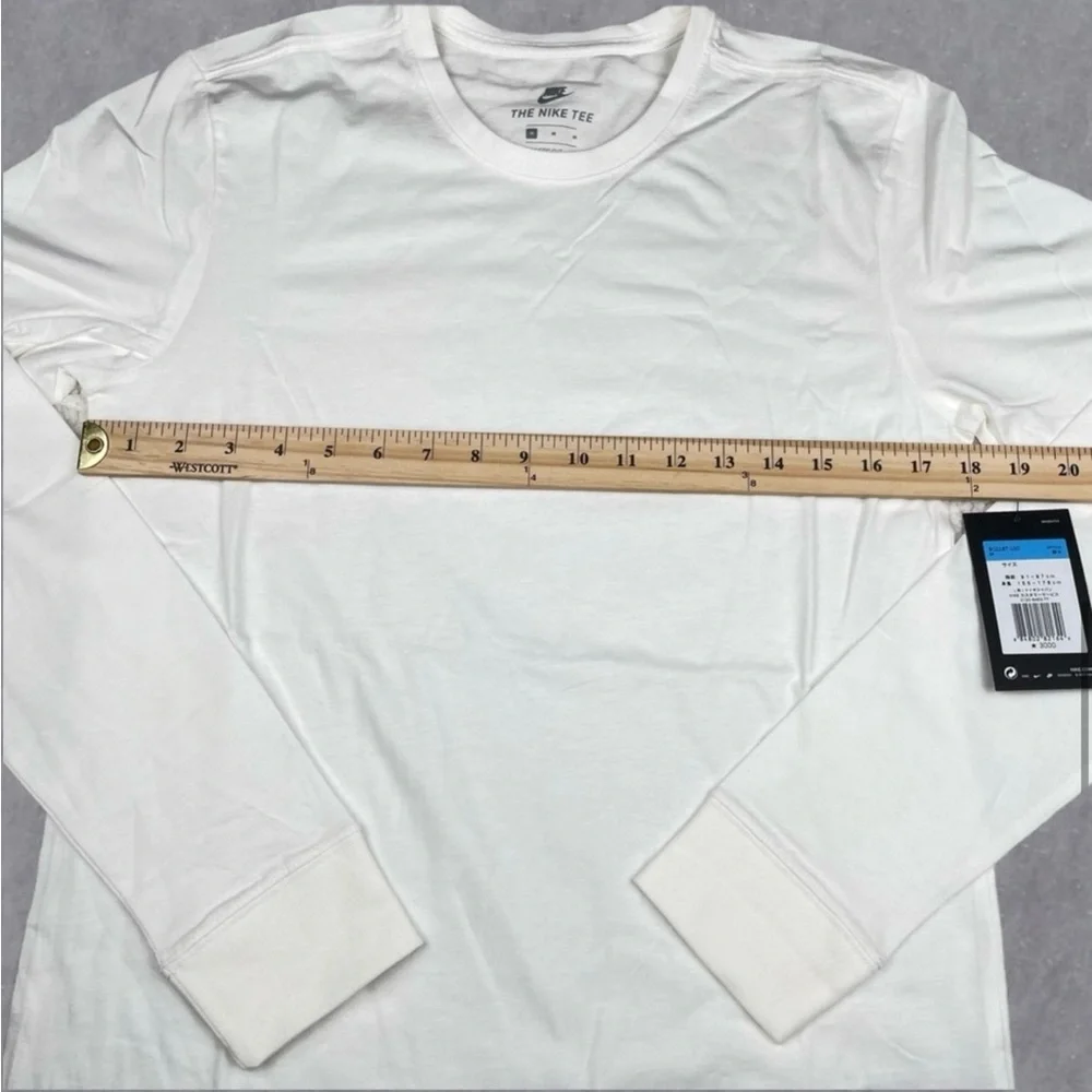 Nike NWT Long Sleeve Cotton Tee Essential White Medium - Picture 4 of 7